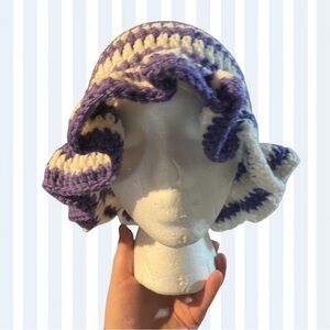 Purple and White Crochet Hat